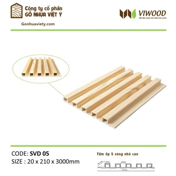 Tấm Ốp Sóng Nhỏ Cao SVD 05 Size 20 x 210 x 3000 mm