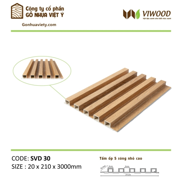  Tấm Ốp Sóng Nhỏ Cao SVD 30 Size 20 x 210 x 3000 mm