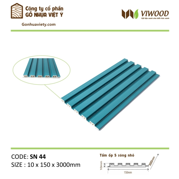 Tấm Ốp Sóng Nhỏ SN 44 Size 10 x 150 x 3000 mm