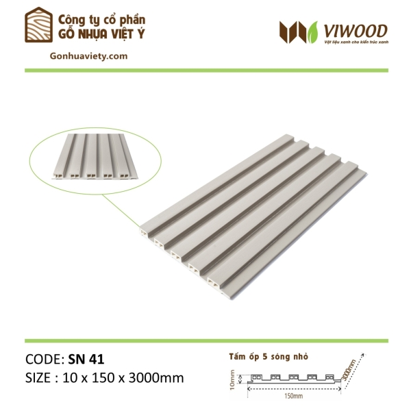  Tấm Ốp Sóng Nhỏ SN 41 Size 10 x 150 x 3000 mm