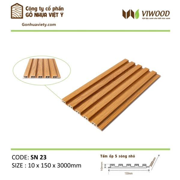 Tấm Ốp Sóng Nhỏ SN 23 Size 10 x 150 x 3000 mm