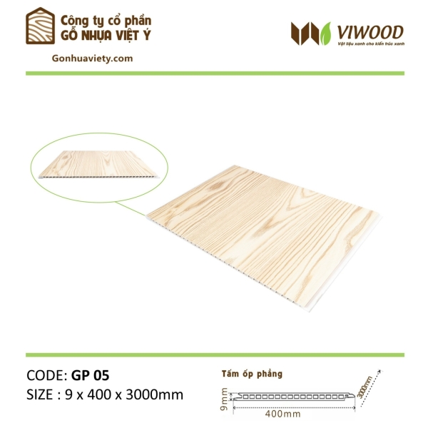  Tấm Ốp Phẳng GP 05  Size 10 x 150 x 3000 mm 