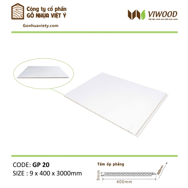 Tấm Ốp Phẳng GP 20 Size 9 X 400 X 3000mm 