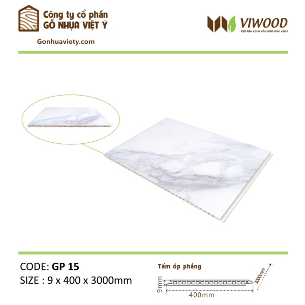  Tấm Ốp Phẳng GP 15 Size 9 x 400 x 3000 mm