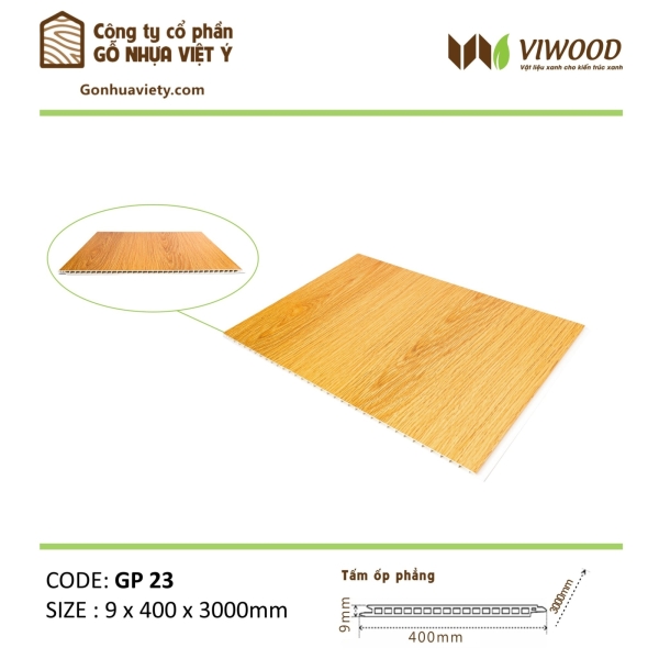  Tấm Ốp Phẳng GP 23 Size 9 x 400 x 3000 mm