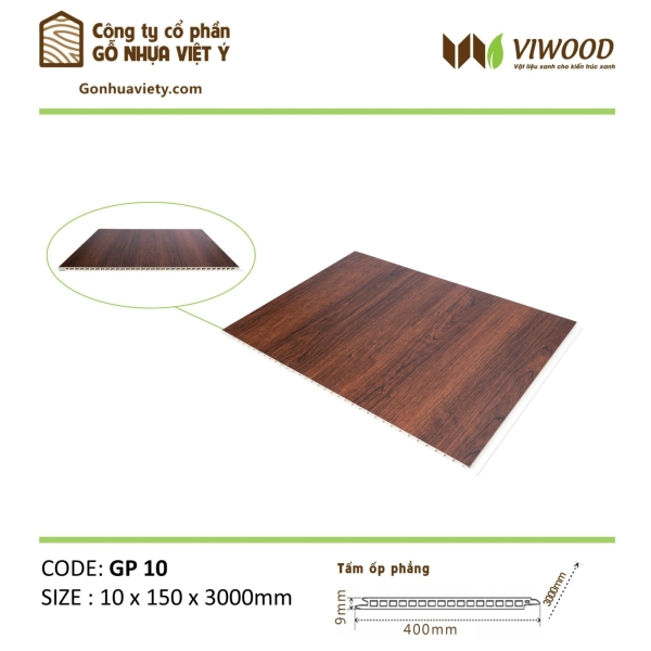  Tấm Ốp Phẳng GP 10 size 10 x 150 x 3000 mm