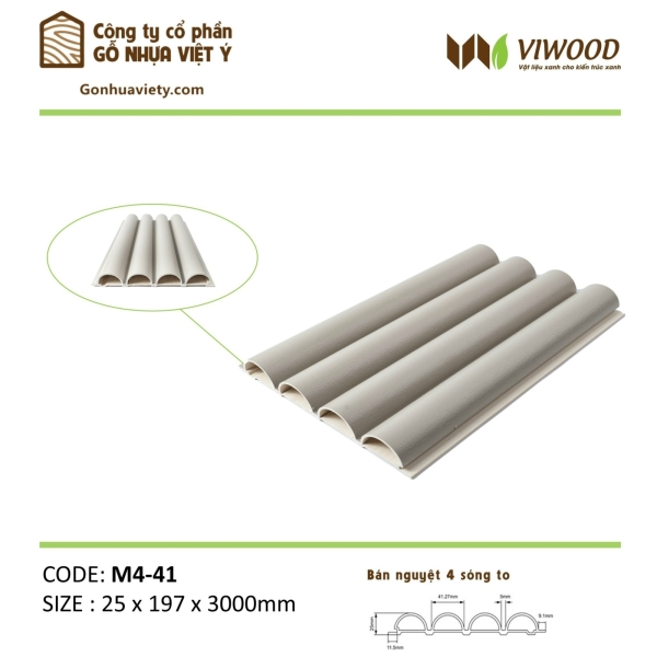 Mã Bán Nguyệt 4 Sóng M4- 41  Size 25 x 197 x 3000 mm