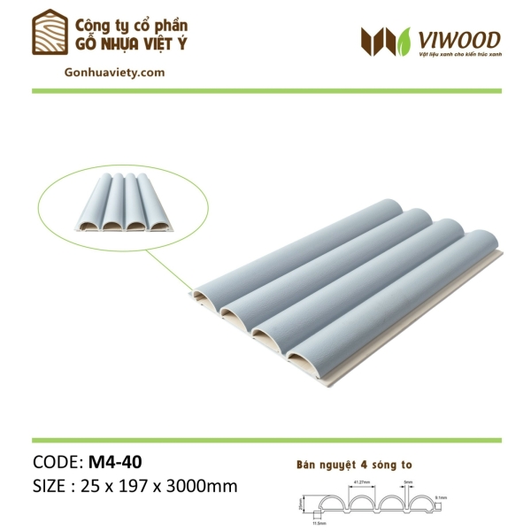 Mã Bán Nguyệt 4 Sóng M4-40  Size 25 x 197 x 3000 mm