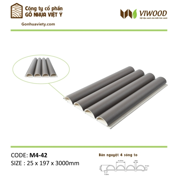  Mã Bán Nguyệt 4 Sóng M4-42 Size 25 x 197 x 3000 mm