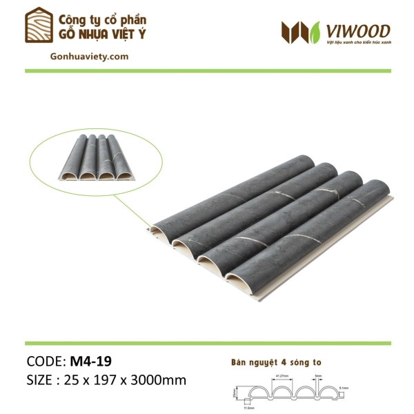 Mã Bán Nguyệt 4 Sóng M4-19  Size 25 x 197 x 3000 mm