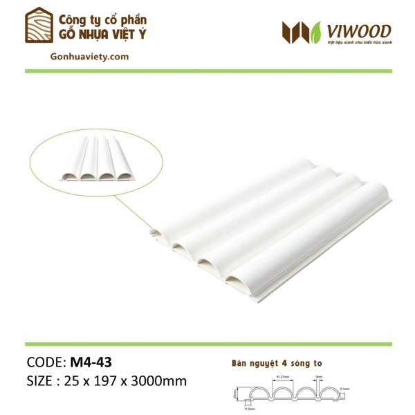 Mã Bán Nguyệt 4 Sóng M4-43  Size 25 x 197 x 3000 mm