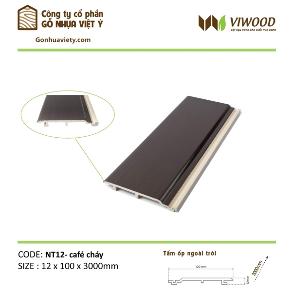  Mã Ngoài Trời NT 12- Cafe Cháy Size 12 x 100 x 3000 mm