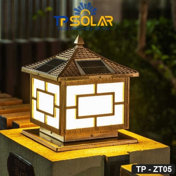 30x28x34cm] Đèn Trụ Cổng Năng Lượng Mặt Trời TP Solar TPZ-05 Hình Ngôi Nhà Mái Chóp